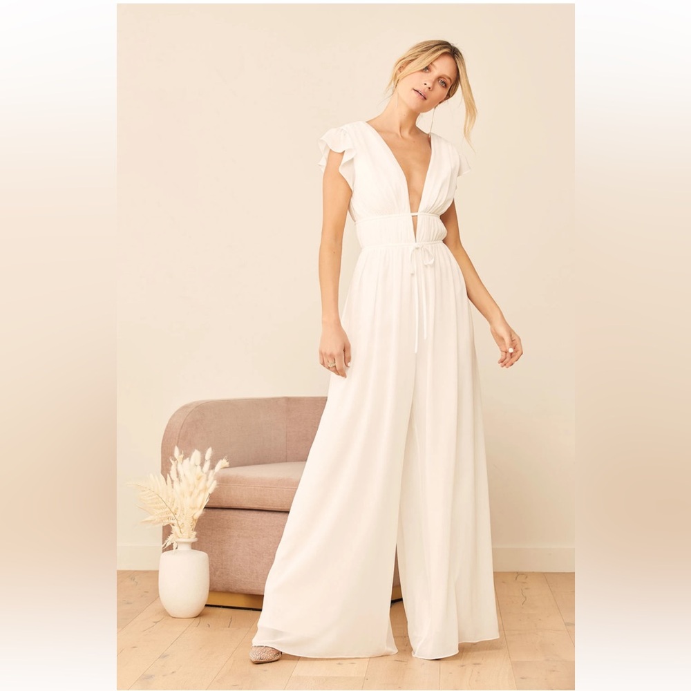 Lulus Our Love Song White Ruffled Wide-Leg Jumpsuit